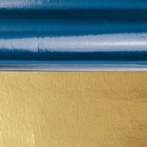 3x rollen aluminium folie kerst blauw/goud 50 x 80 cm - Cadeaupapier