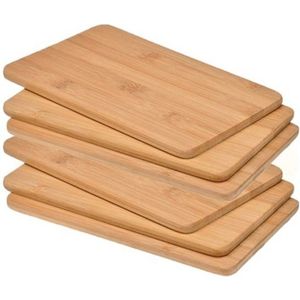 Set van 6x houten bamboe snijplanken / broodplanken 22 x 14 cm - Snijplanken