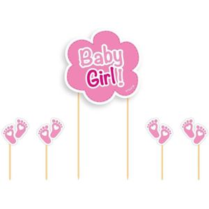 Taart topper roze Baby Girl - Taartdecoraties