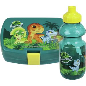 1x Kinder lunch set  Jurrasic Park Dinosaurus van kunststof - Schoolbekers