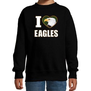 I love eagles sweater / trui met dieren foto van een amerikaanse zeearend zwart voor kinderen - Sweaters kinderen