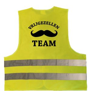 Vrijgezellen team / vrijgezellenfeest hesje geel met reflecterende strepen voor volwassenen - Bedrukte veiligheidshesjes