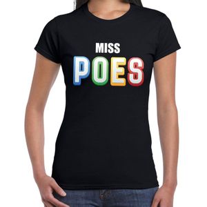 Miss POES fun tekst t-shirt zwart voor dames  - Feestshirts