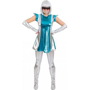 Space verkleed pakje blauw/zilver voor dames - Carnavalsjurken