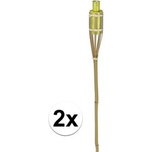2x Gele bamboe oliefakkel voor in de tuin 65 cm - Fakkels