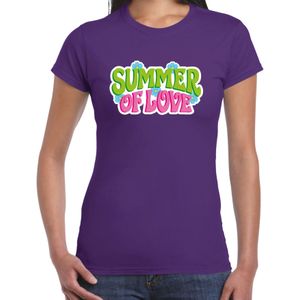Jaren 60 Flower Power Summer Of Love verkleed shirt paars dames - Feestshirts
