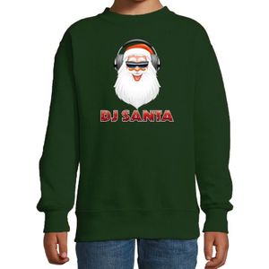 Stoere kersttrui / sweater DJ Santa groen voor kinderen - kerst truien kind