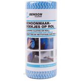 Benson 100x Reinigingsdoekjes / schoonmaakdoekjes op rol - Blauw - Vaatdoekjes