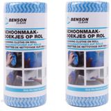 Benson 100x Reinigingsdoekjes / schoonmaakdoekjes op rol - Blauw - Vaatdoekjes