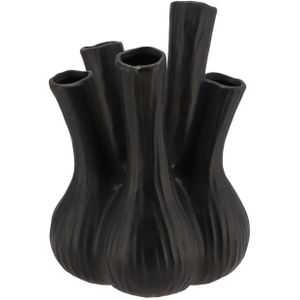 DK Design Bloemenvaas Aglio XL - vaas voor tulpen - mat zwart - D26 x H35 cm - toetervaas