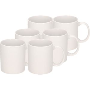 Koffiemokken Basic model - 8x - keramiek - wit - 300 ml - voor kantoor/kantine