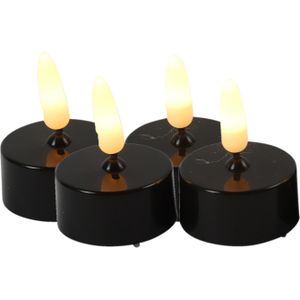 Countryfield LED theelichtjes/waxinelichtjes - 4x st - zwart - met timer - warm wit - LED kaarsen