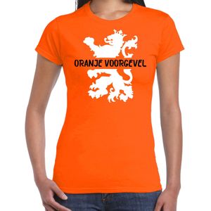 Oranje Koningsdag t-shirt -  oranje voorgevel - dames - Feestshirts