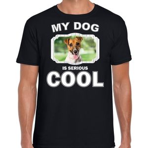 Jack Russel honden t-shirt my dog is serious cool zwart voor heren - T-shirts