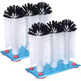 Spoelborstels - 2x - 3 borstels - bierglazen - 19 x 18 x 10 cm - blauw - glazenwasborstel - Afwasborstel