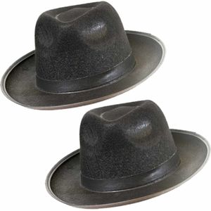 2x stuks zwarte Blues carnaval/verkleed hoed vilt - Verkleedhoofddeksels