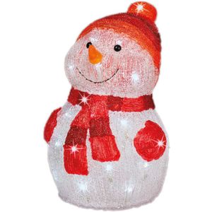 Kerstverlichting Led figuren voor buiten sneeuwpop 25 x 25 x 35 cm met 40 lampjes helder wit - kerstverlichting figuur