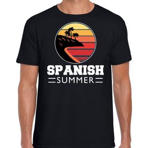 Spanish zomer t-shirt / shirt Spanish summer zwart voor heren - Feestshirts
