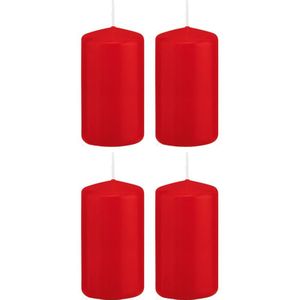 4x Rode woondecoratie kaarsen 6 x 12 cm 40 branduren - Stompkaarsen