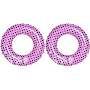 2x stuks opblaasbare zwembad banden/ringen roze 90 cm - Zwembanden