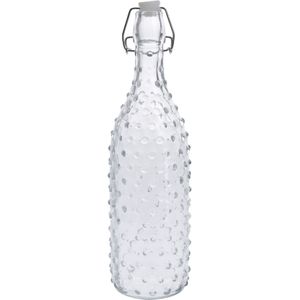 1x Glazen flessen transparant stippen met beugeldop 1000 ml - Drinkflessen