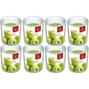 8x Geurkaarsen appel in glazen houder 25 branduren - Geurkaarsen appel geur - Woondecoraties