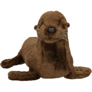 Knuffeldier Zeeleeuw - zachte pluche stof - bruin - 20 cm - dieren speelgoed - Knuffel zeedieren