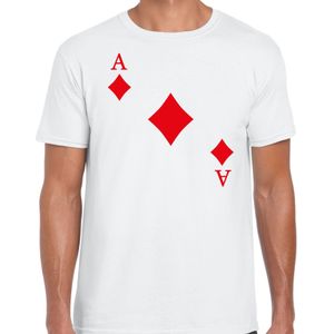 Casino thema verkleed t-shirt heren - ruiten aas - wit - poker t-shirt - Feestshirts