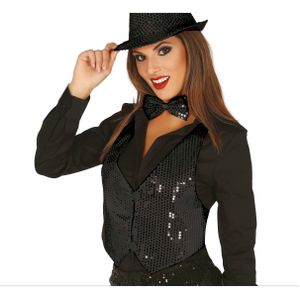 Verkleed feest gilet met pailletten - zwart - voor dames - one size - Carnavalsjassen