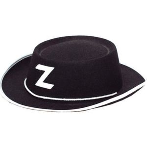 Zorro hoedje van zwart vilt kids - Verkleedhoofddeksels