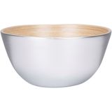 Schaaltje/kommetje - 2x - zilver - bamboe - D14 cm - Serveerschaaltje