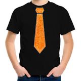 Verkleed t-shirt voor kinderen - glitter stropdas - zwart - jongen - carnaval/themafeest kostuum - Feestshirts