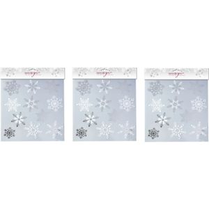 3x stuks velletjes raamstickers sneeuwvlokken 30,5 cm raamversiering/raamdecoratie - Feeststickers