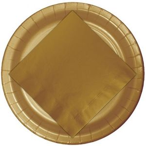 72x Gouden bordjes van karton 23 cm - Feestbordjes