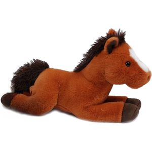 Knuffeldier Paard Winston - zachte pluche stof - premium kwaliteit knuffels - lichtbruin - 35 cm - Knuffel boederijdieren
