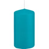 1x Turquoise blauwe woondecoratie kaarsen 6 x 12 cm 40 branduren - Stompkaarsen