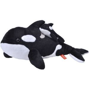 Pluche zwart/witte orka met baby knuffel 38 cm speelgoed - Knuffel zeedieren