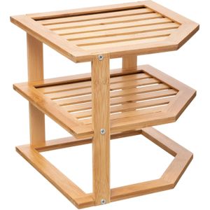 Keukenrek/opbergrek/aanrecht organizer - 26 x 23 x 26 cm - bamboe hout - Keukenkastorganizer