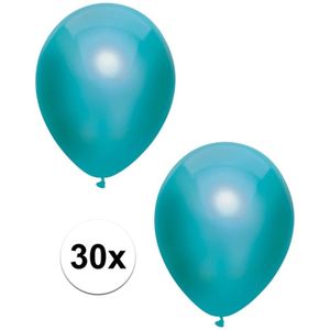 Petrol blauwe metallic ballonnen 30 cm 30 stuks - Ballonnen