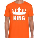 Koningsdag koppel King &amp; Queen t-shirt oranje maat L - Feestshirts