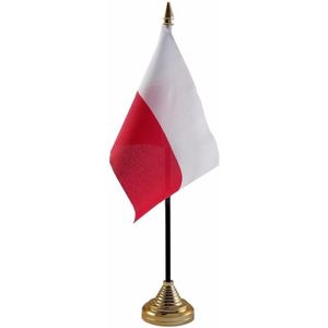 Polyester Poolse vlag voor op bureau 10 x 15 cm - Vlaggen