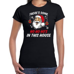 Foute humor Kerst T-shirt grappige kerstman voor dames zwart - kerst t-shirts