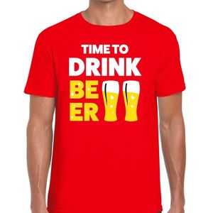 Time to drink Beer heren T-shirt rood - Feestshirts