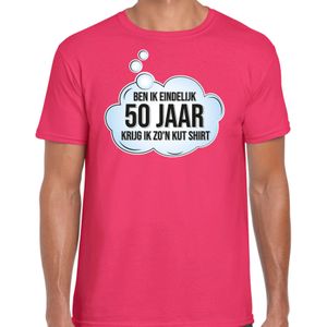 Verjaardag cadeau t-shirt voor heren - 50 jaar/Abraham - roze - kut shirt - Feestshirts
