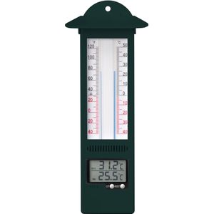 Binnen/buiten digitale thermometer groen van kunststof 9.5 x 24 cm - Buitenthermometers
