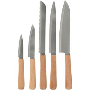 Excellent Houseware chefs messenset 5 delig - Staal/Hout