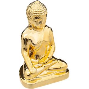 Atmosphera Home deco Boeddha beeld - goud kleurig - glans - 16 x 25 cm - voor binnen