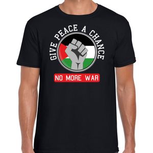 Protest T-shirt voor heren - Palestina - give peace a chance, no more war - zwart - vrede - Feestshirts