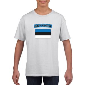 T-shirt wit Estland vlag wit jongens en meisjes - Feestshirts