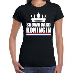 Snowboard koningin apres ski t-shirt zwart dames - Sport / hobby shirts - Feestshirts
